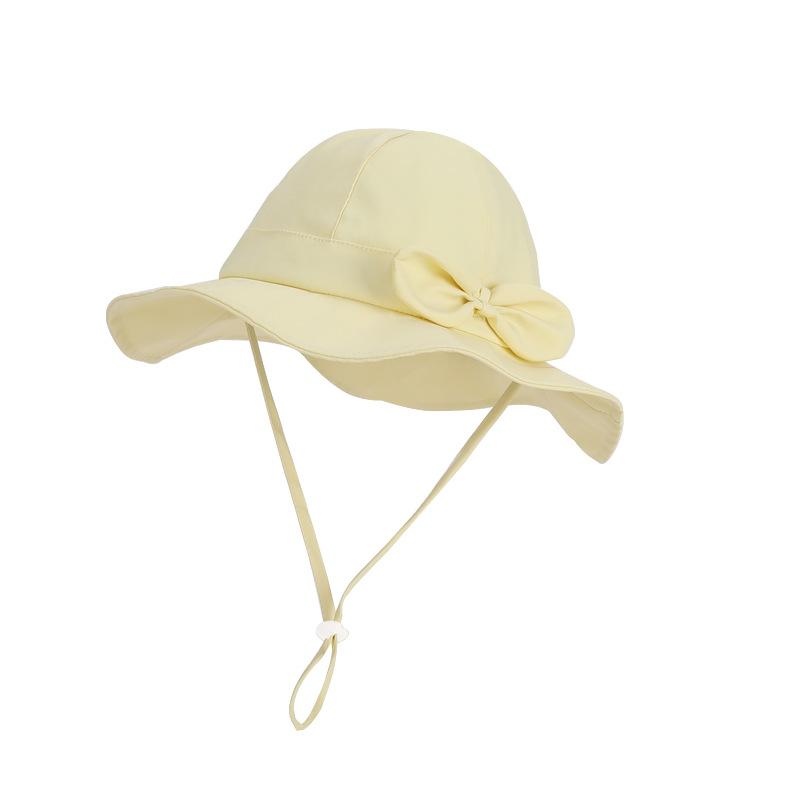 Summer children's sun hat cute bow breathable six bucket hat baby girl big eaves sun hat