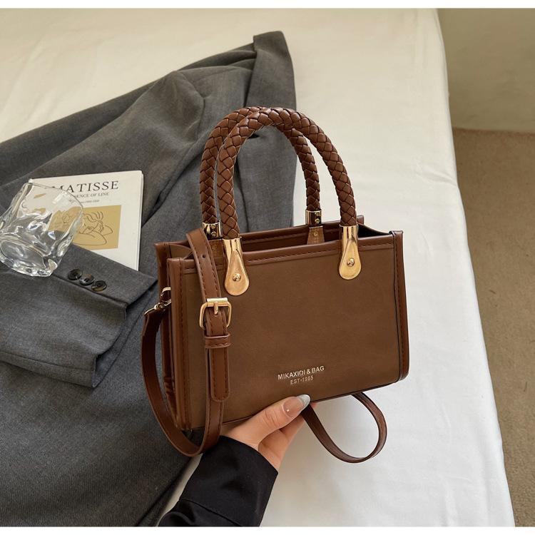 

Contrast color handbag women s bag 2025 new simple suede matte texture retro shoulder bag crossbody bag