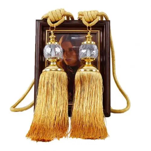1Pair Retro Style Euro Faux Crystal Tassels Fringe Curtain Tieback Bandage Rope Window Drapes Decoration