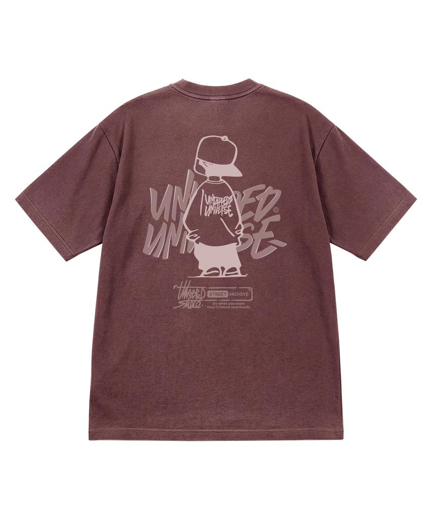 UNTAPPED STUDIO Urban Kid Graphic Pure Cotton Pigment Oversized Short Sleeve T-Shirt 5 Colors