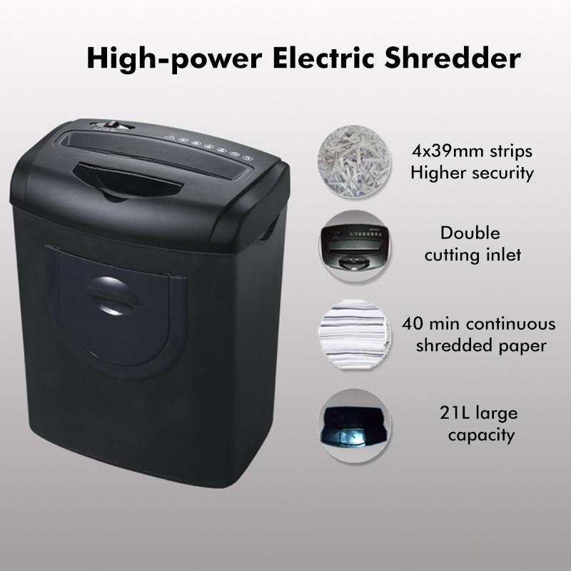 21L 7 Sheet 5.5 Gallon Automatic Paper Shredder Dual Cutting Entrance Low Noise Cross-Cut File Shredder for Credit Card CD Paper