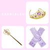 Princess Dress for Kids Cosplay Costume Luxury Set Purple Ribbon Heart Magic Original 90cm NT5329A [CREDIBLE] 5-Piece - (Princess Dress, Gloves,