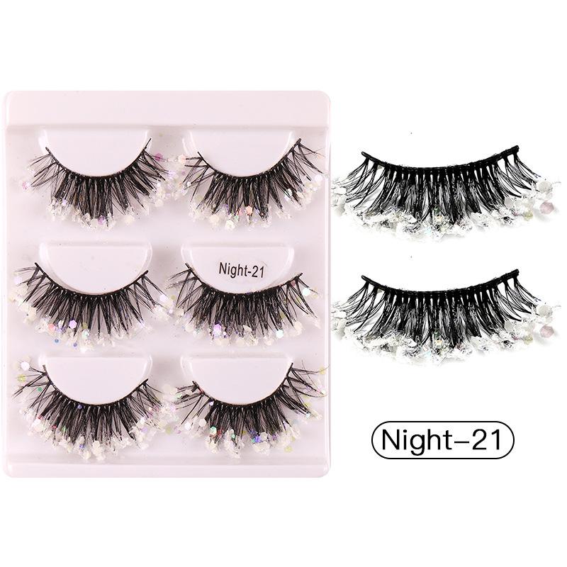 

Европейские и американские новые накладные ресницы из химического волокна с блестками, светящиеся сценические густые вьющиеся ресницы Night-21