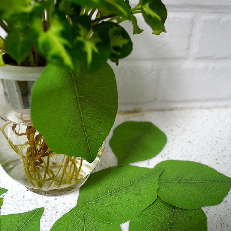 2PCS Coloffice Creative Paper Stickers Simulation Green Leaves Leaves Pads
