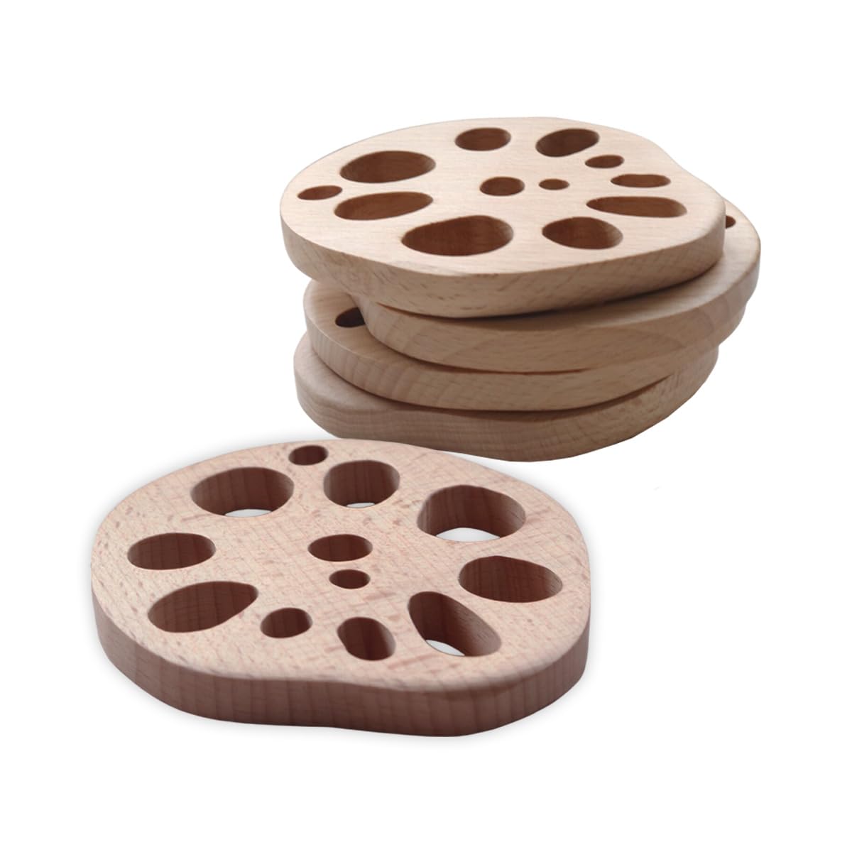 

Wooden Coaster Lotus Root Set of 5 Current model J-kitchens 9.7x8.5x0.9cm