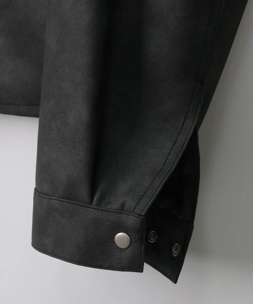 Indust Washed Leather Biker Jacket_Charcoal