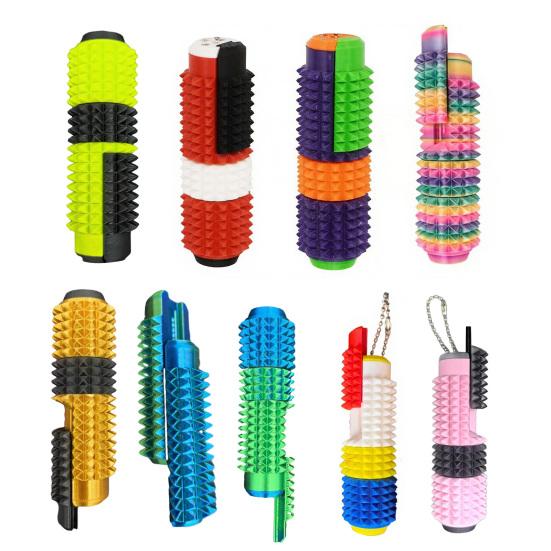 5-in-1 Spiked Roller Toy 3D Printed Spiky Pain Stim Keychain Pocket Mini Sensory Fidget Toy for Anxiety Stress Relief