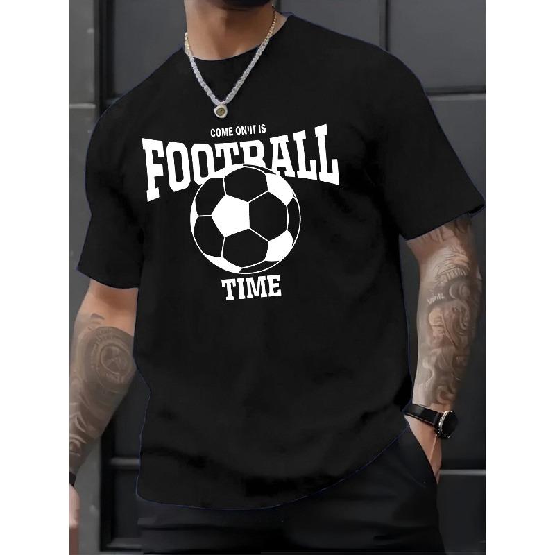 European sizes 2D Football Tee Men'S Casual Soccer T-Shirt | Retro Print, Slight Stretch, Crew Neck, Perfect for Sports and Casual Weekend Wear