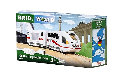 BRIO World Railway Series USB Rechargeable ICE Train 36088, Wooden Rail, Electric Vehicle, Locomotive, Ages 3+
