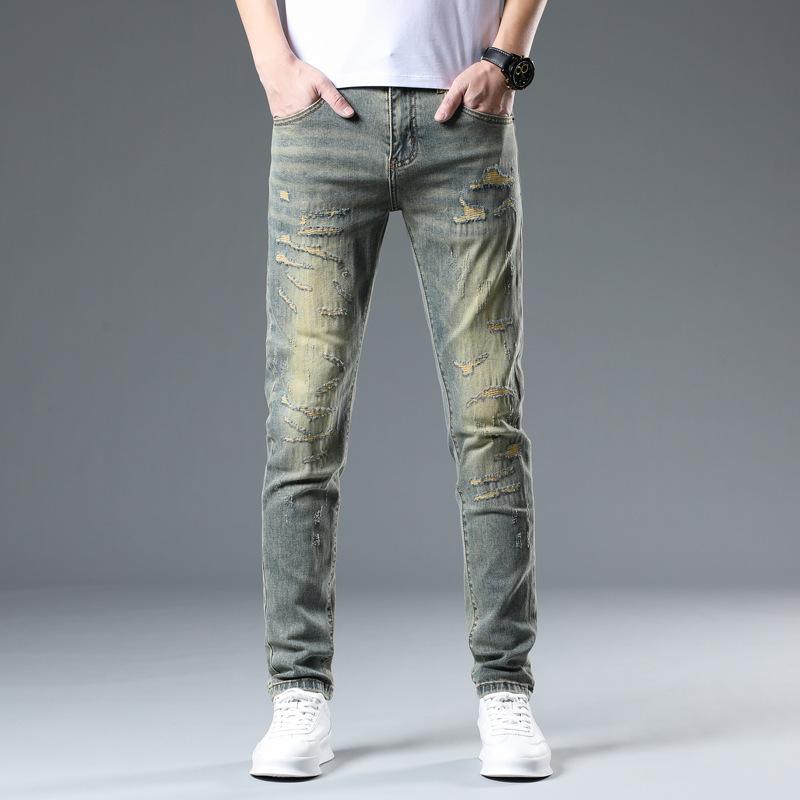 

Новые летние джинсы слим девять точек стрейч повседневные длинные брюки для мужчин 28