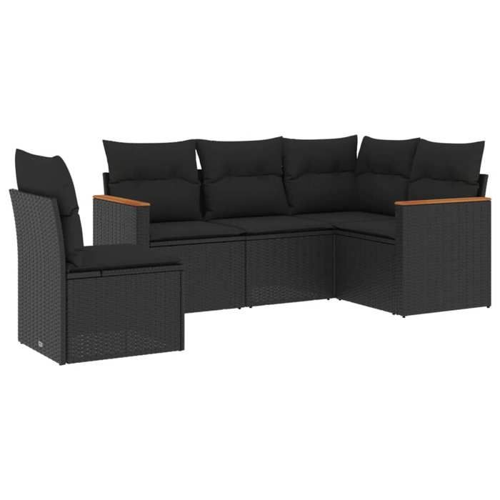 VidaXL Garden Lounge Set with Cushions 5 Pcs, Patio Sofas, Patio Furniture Set, Outdoor Furniture, Black 3225971