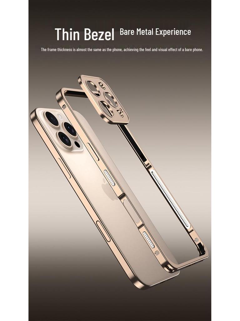 Ultra-Thin Lightweight Metal Frame iPhone 16/15 Pro Case with Seahorse Buckle Design and Heat Dissipation