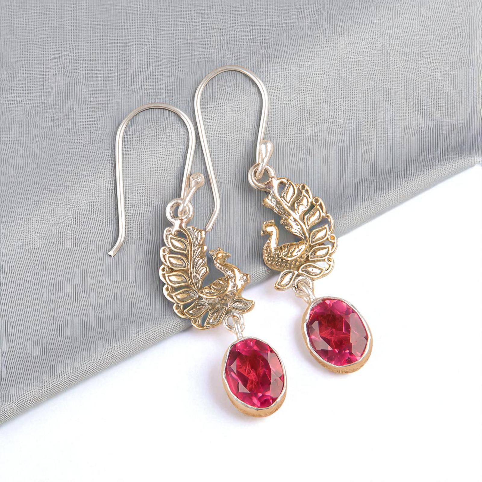 

Драгоценный камень Розовый Турмалин Ювелирные изделия из серебра 925 пробы Ручная работа Серьги-крючки 1,8 EE-88-18