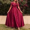 Women's Fashion Solid Color Lace Big Swing Sexy Long Dress Trailing Party Evening Gown