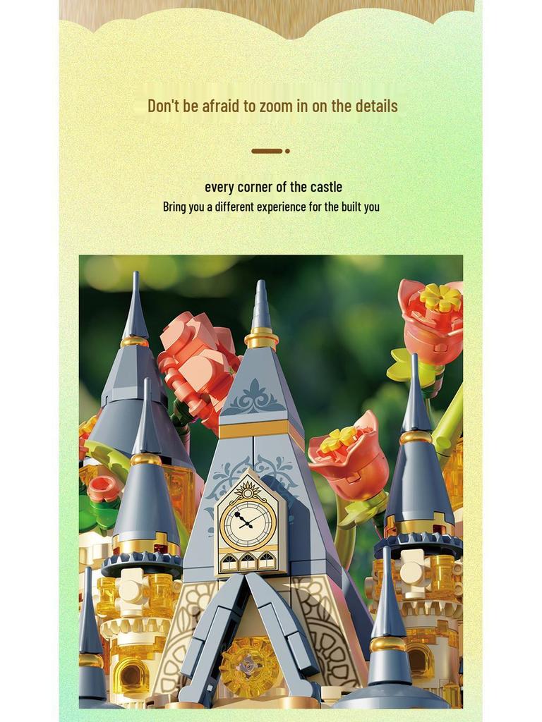 Fermi S2238 Huaylin Castle Preserved Flower Model - Handmade Building Blocks for Kids - Valentine's Day Gift