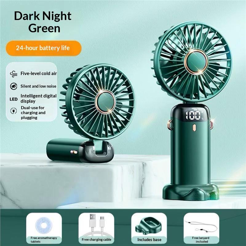 

Usb Rechargeable Portable Handheld Fan – Cute Plastic Design, Dual Use (Handheld/Stand), Summer Cooling Fan For Kids & Adults one size зелений