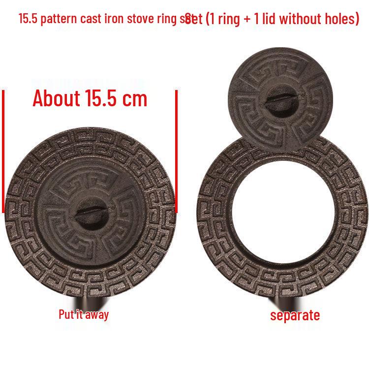 Cast Iron Firewood Stove Ring & Lid: Thickened Rustic Pot and Fire Pit Accessories