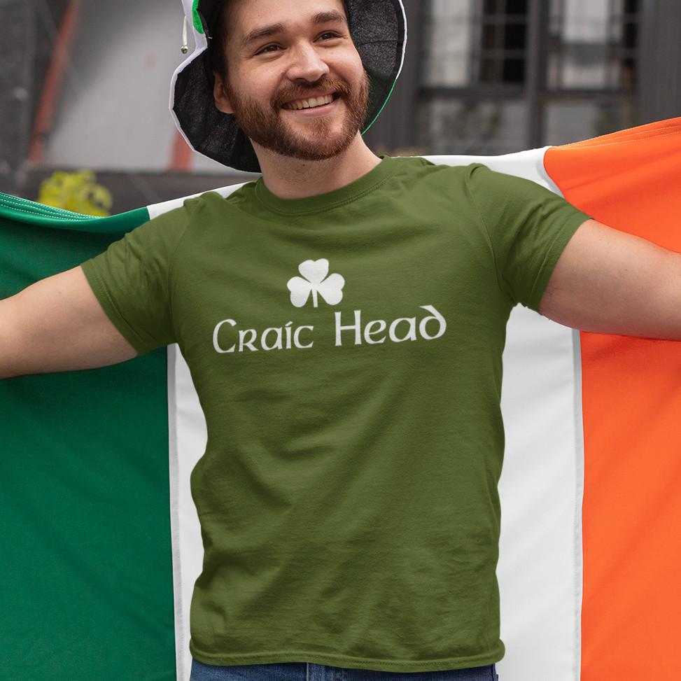 Футболка CRAIC HEAD - Slainte День Святого Патрика Ирландия Ирландский Забавный день Падди крэк Унисекс Футболка XXXL
