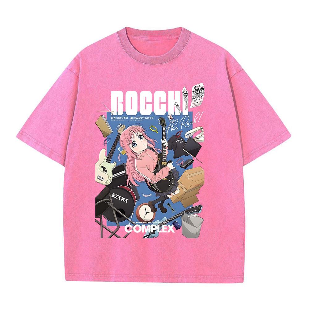 Cotton Washed Tshirts Retro Punk Gothic Anime Gotoh Hitori Print T-Shirts Harajuku Casual Vintage  Short Sleeve Top Tee