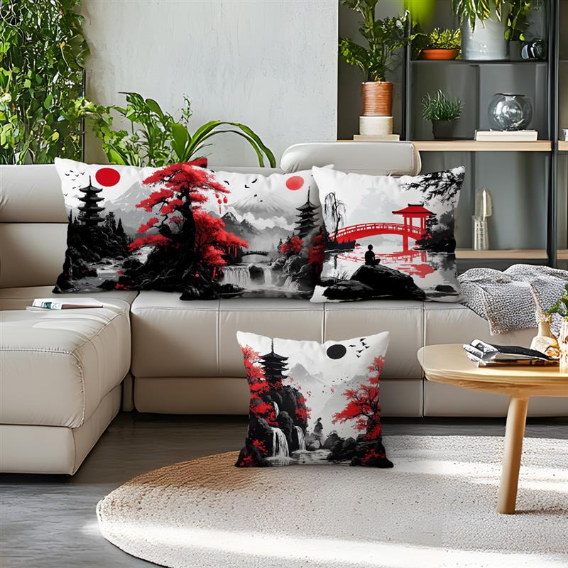 Japan Landscape Cushions Pillowcase Printed Polyester 45X45Cm Throw Pillow Cover Decorative Sofa Cushion Pillowslip Home Decor