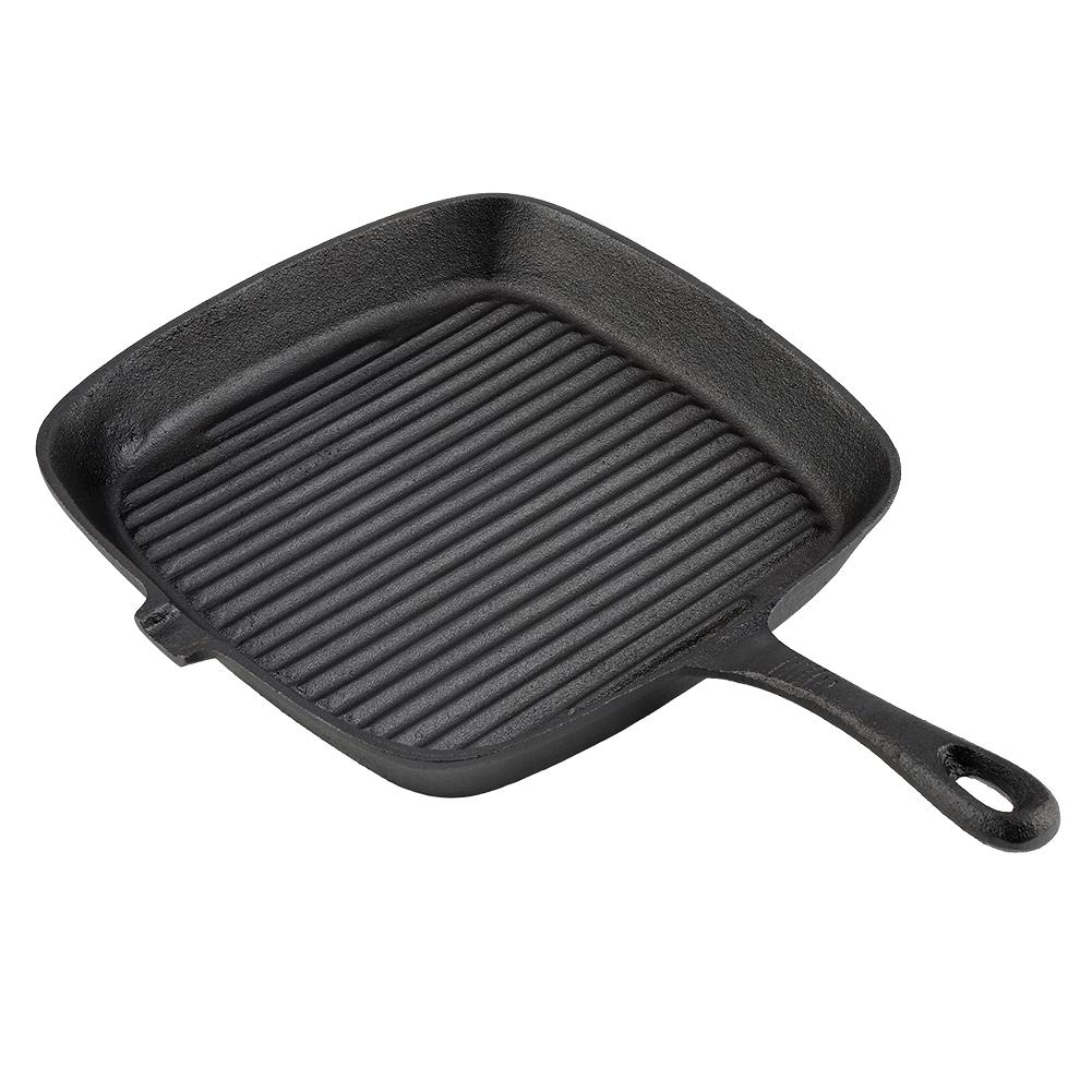 Cast Iron Grill Pan, Nonstick Coating   Grill Skillet Stk Frying Pan Even Hting Kitchen Cookware All Stovetops Compatible for Indoor Outdoor RV C
