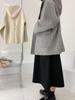 Plus Size Hooded Loose Wool Coat with Plush Lining - Women's Trendy Winter Cape Jacket.