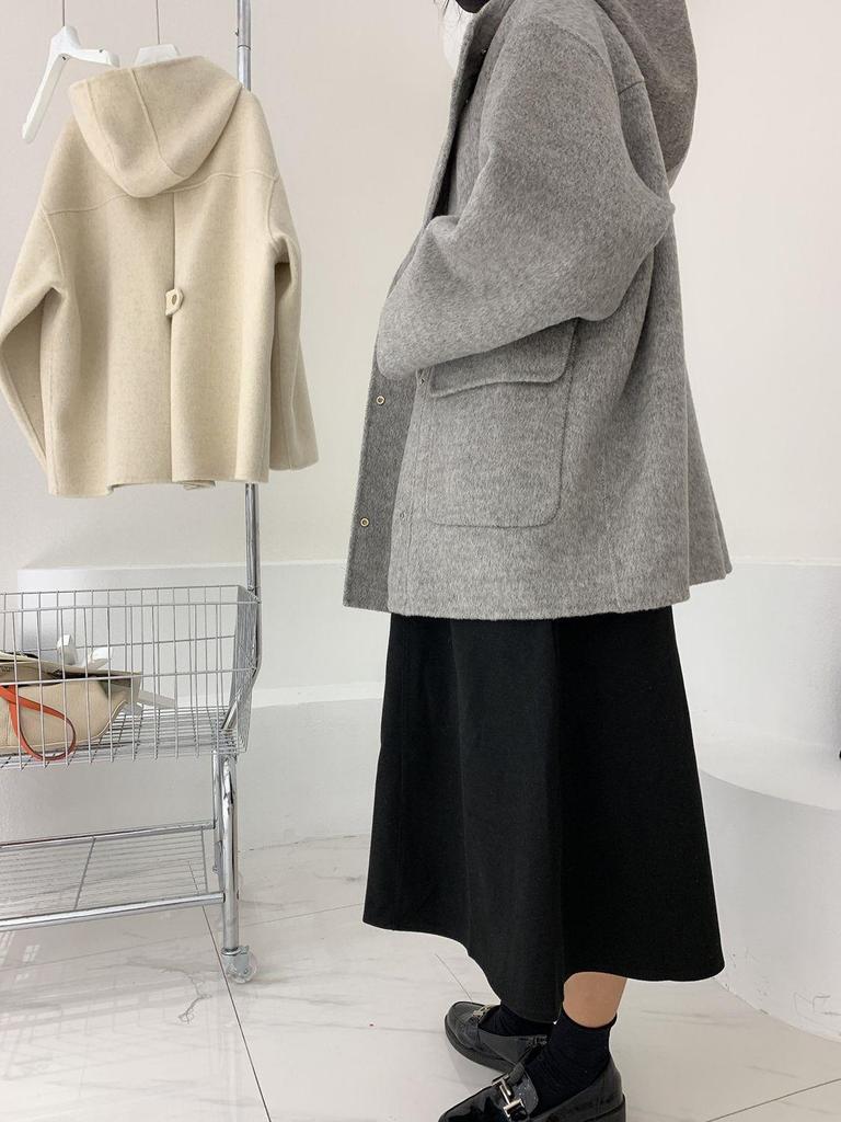 Plus Size Hooded Loose Wool Coat with Plush Lining - Women's Trendy Winter Cape Jacket.
