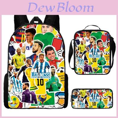 Messi Soccer Star Backpack Set With Nylon Material For School Use And Storage