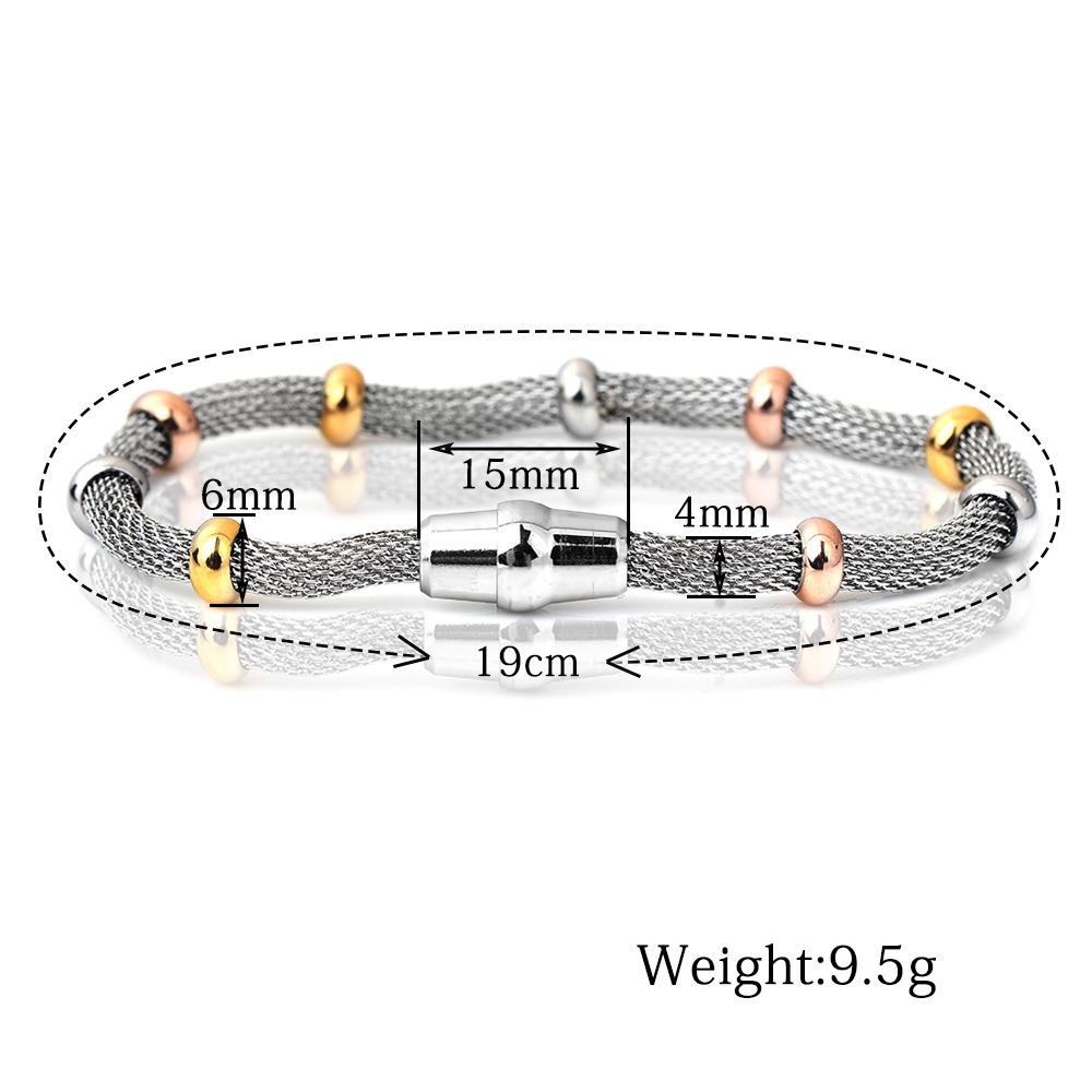 High quality Three stainless steel clasp Bracelets with charms cable mesh bracelet chain bracelet for men or women