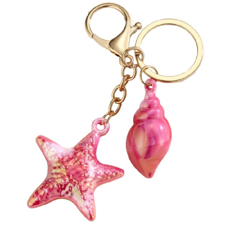 Stylish Beach Inspired Shell Keychain Conch Starfish Star Pendant Keyring Charm Fashionable Sea Inspired Jewelry