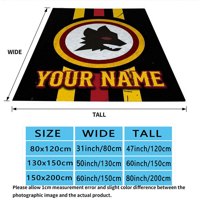 Custom Name Roma Print Flannel Blanket, High quality Comfortable for All Seasons, Home Decor, Warmth and Comfort, Perfect for Christmas Gifts