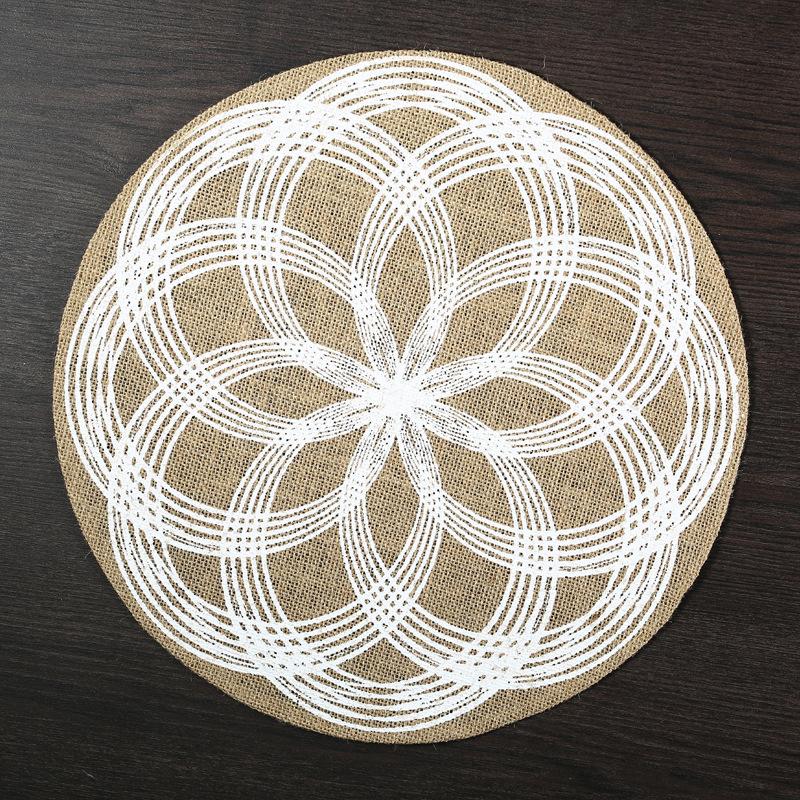 Eco-friendly round Japanese minimalist wind fringed placemat table mat coaster natural color jute modern minimalist