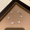 Women Jewelry Set Mini Clover Bracelet Full Diamond Earrings Champagne Gold Necklace Ring