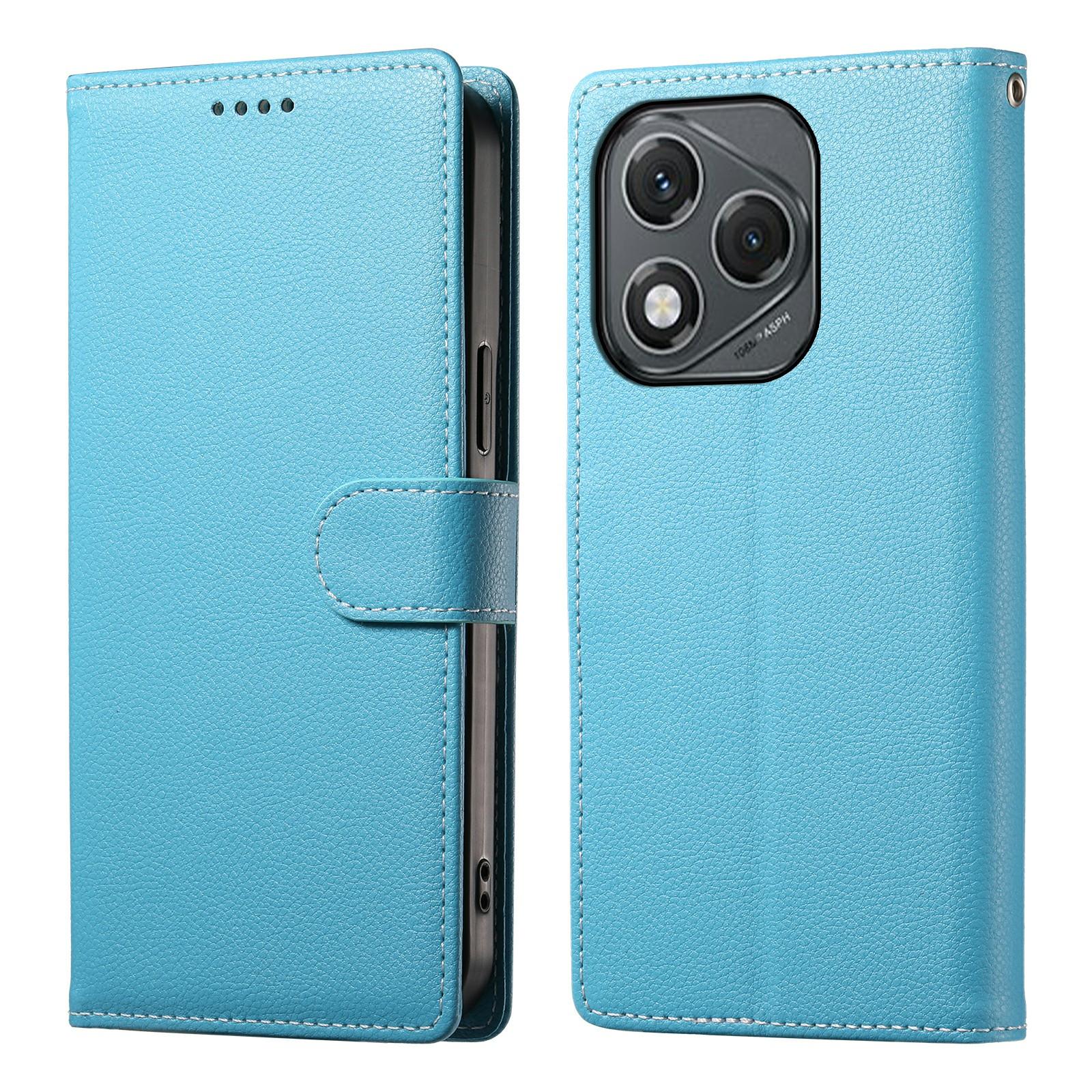 

For Honor 400 Lite Stand Case Litchi Texture Leather Wallet Phone Cover Magnetic Snap Sky Blue
