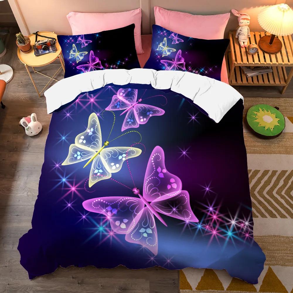 Luxusní souprava ložního prádla Galaxy Dark Blue Twin Full Queen Souprava na přikrývku/přikrývku King Size přikrývka Shining Stars Starry Sky