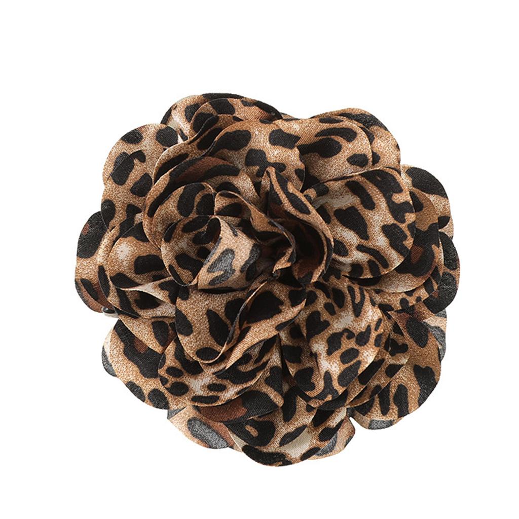 Vintage Leopard Print Camellia Hair Claw Clip Adjustable for Hair Volumes Unique Hairpieces Headwear Styling Accessory