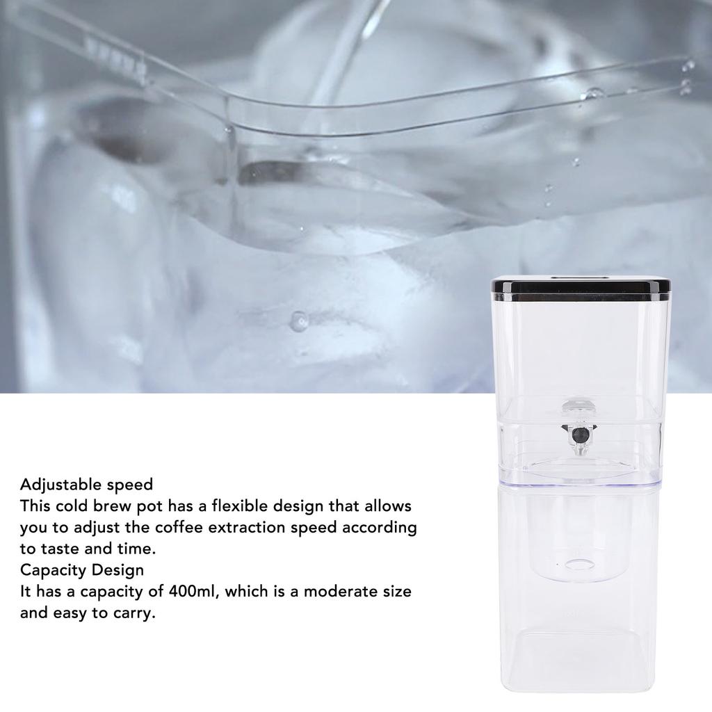 Ice Drip Coffee Pot Speed Adjustable 400ml Portable Ice Drip Cold Brew Pot for Coffee Making