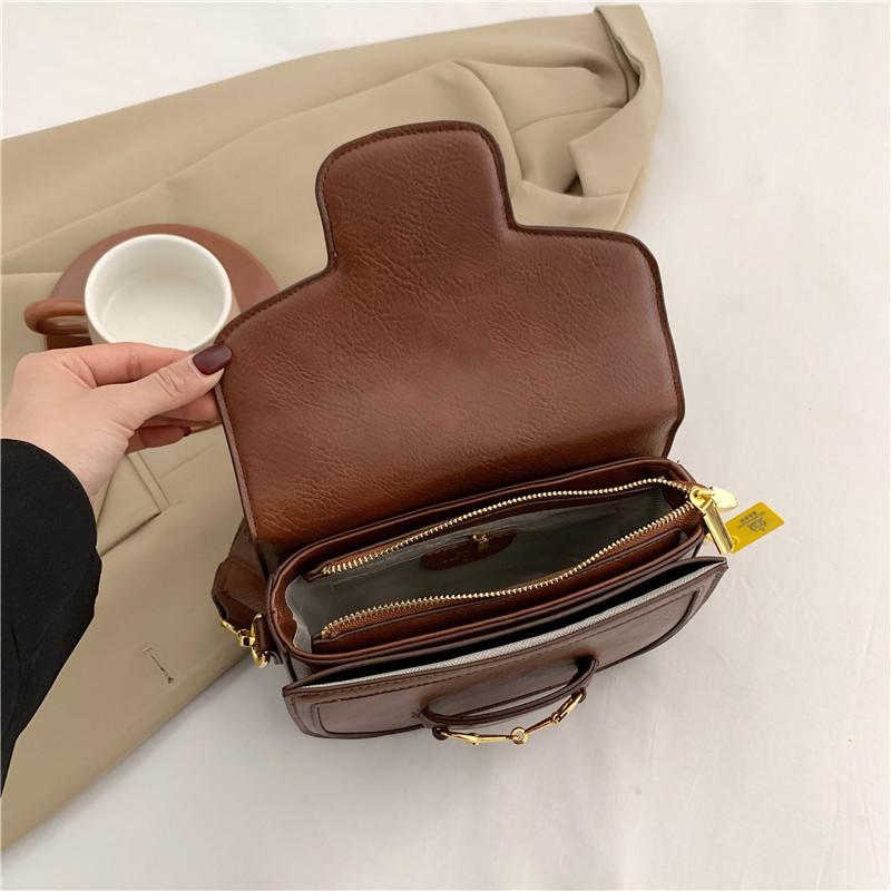New high-end ribbon contrasting color saddle bag versatile single shoulder diagonal span trendy women's bag
