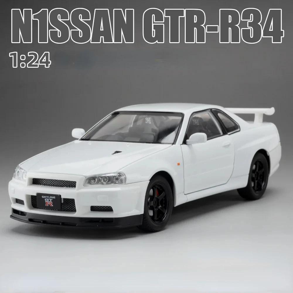 1:24 Nissan Skyline GTR R34 Fast & Furious Alloy Car Model Sound Light Collective Miniature Voiture Diecast Toy Vehicle Boy C342