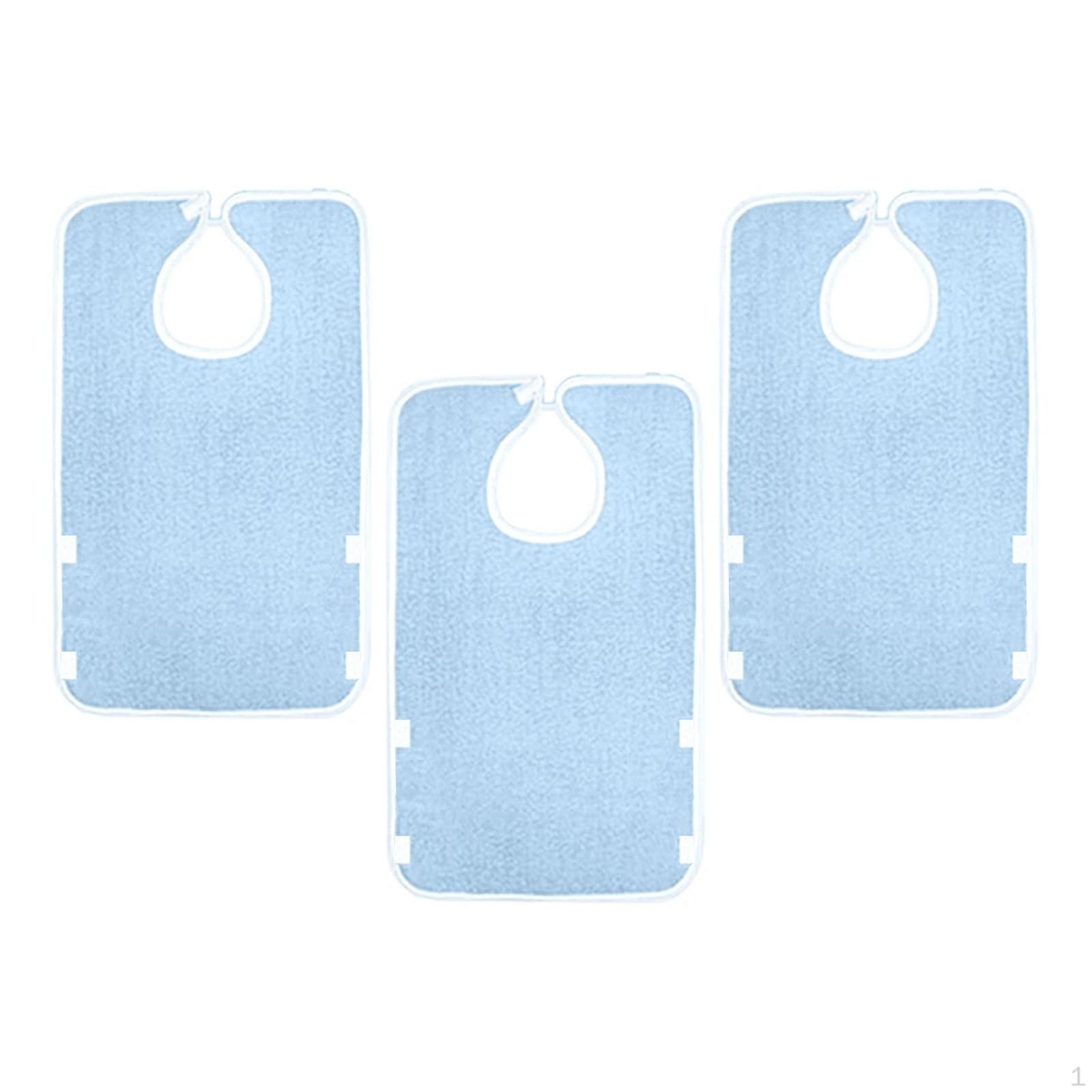 

3 шт. взрослых махровых нагрудника для защиты одежды, креативные, можно стирать в стиральной машине, регулируемые, большие blue waterproof