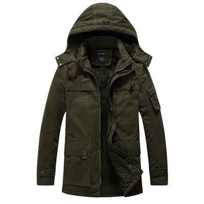 Winter New Washed Jacket Cotton Clothes Piled Thickened Warm and Cold-proof Men's Medium and Long Hooded Cotton-padded Men's