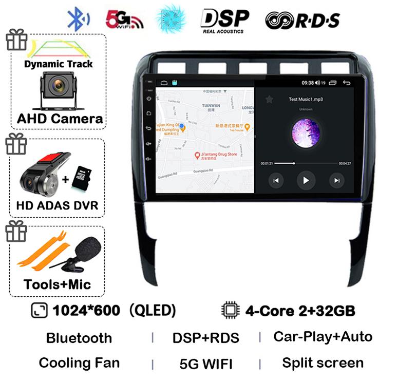 Android 14 Carplay Auto for Porsche Cayenne 1 9PA 2002-2010 Car Radio GPS Stereo Multimedia Player Head Unit 2 Din WIFI+4G DSP