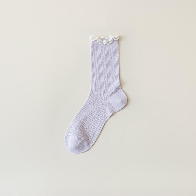 Spring/Summer Ultra Thin Vintage Crystal Silk Stockings for Women Socks for Women Mid-tube Stockings Breathable Cotton Sole Glass Silk Stockings