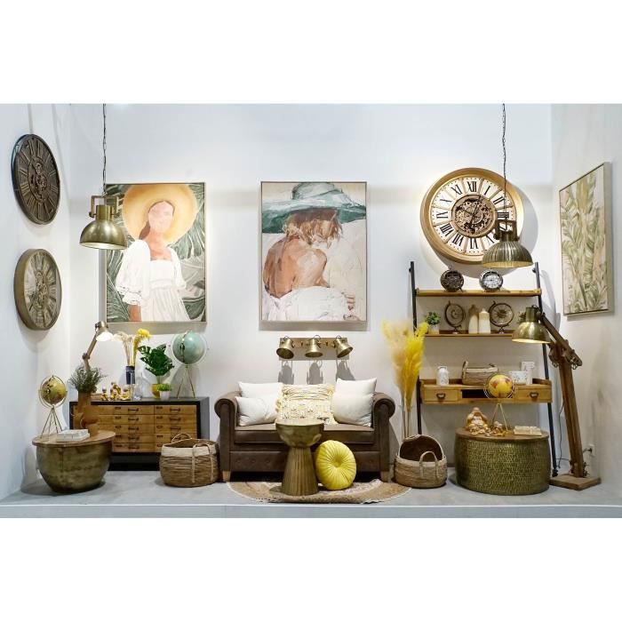 Table D'appoint - Aluminium Et Bois De Manguier - 68 X 68 X 44 Cm - Blanc