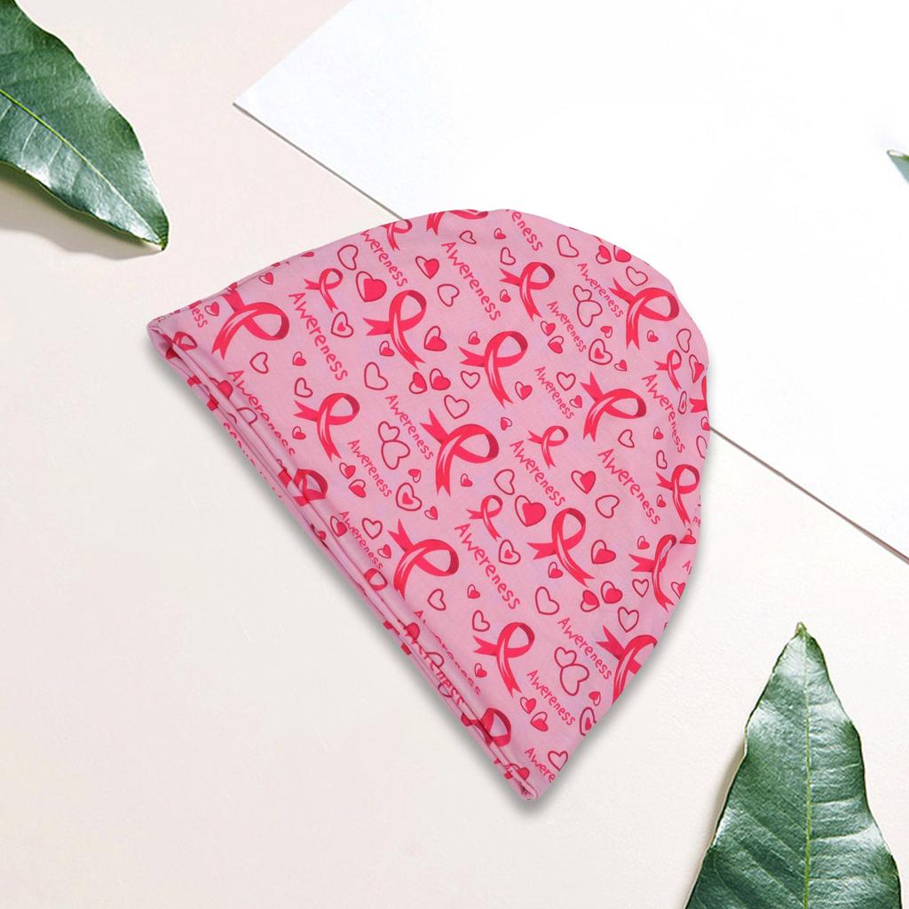 Breathable Breast Cancers Support Beanies Hat Breast Cancers Awareness Print Headwrap Hat Fashion Print Skull Hat for Women