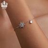 Everlove Sterling Silver Zircon Snowflake Bracelet - Adjustable Women's Christmas Jewelry