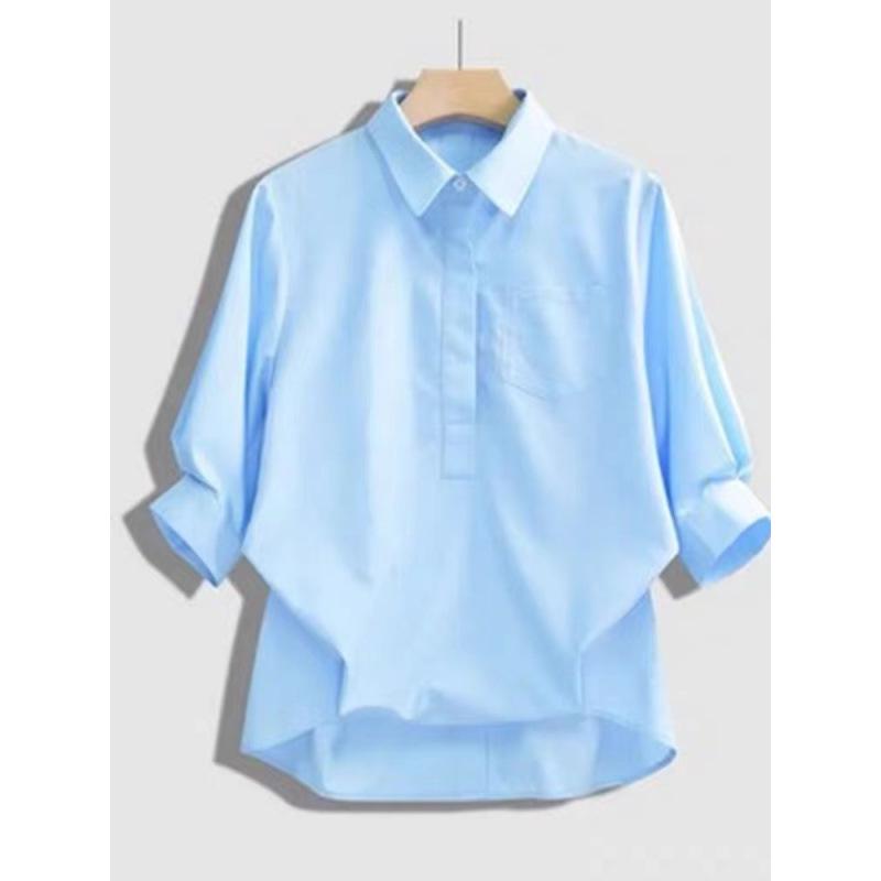 

Urban Style Square Neck Puff Sleeve Woven Top - Solid Color Women s Pullover Extra Large світло-синій колір