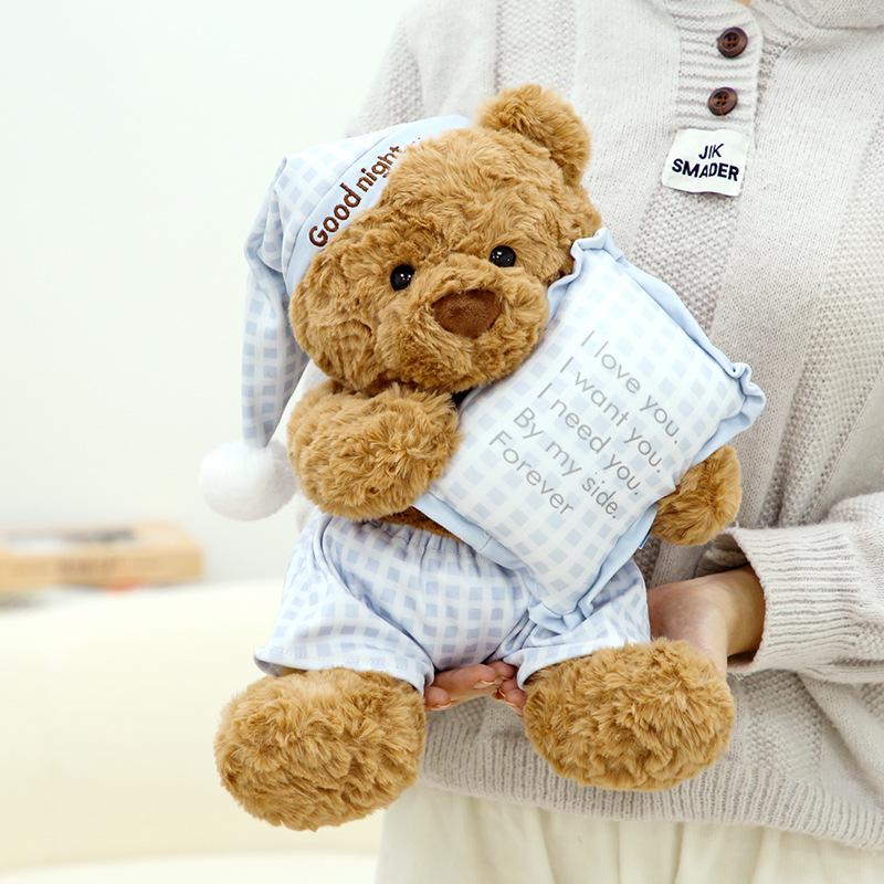 Heartwarming Duo Pajamas Teddy Bear Plush Toys Valentine's Day Gift for Girls Sleeping Pillow Birthday Bear