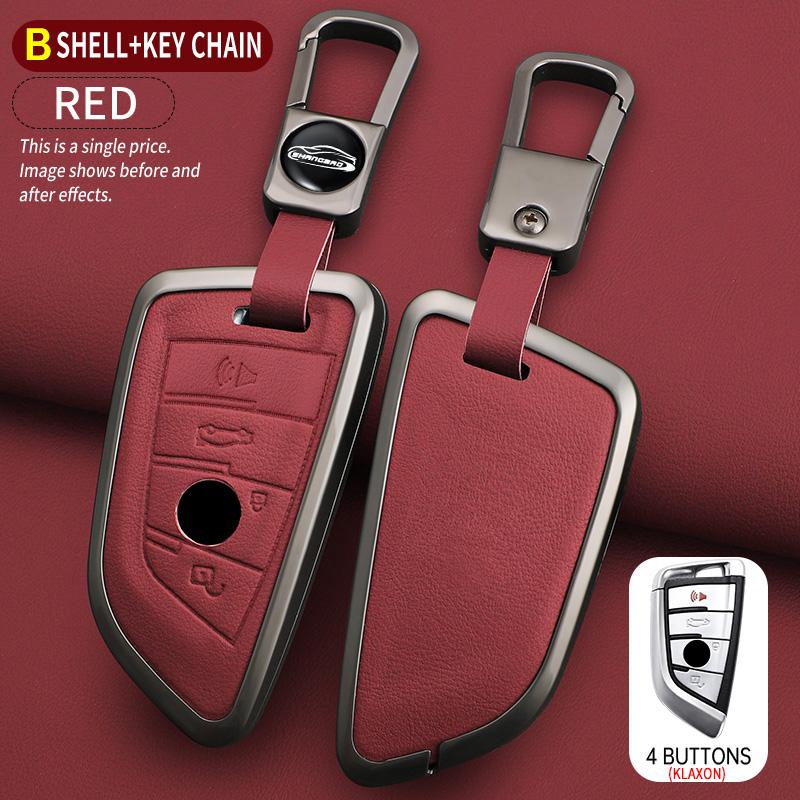 Car Zinc Alloy Leather Key Case Cover For BMW X1 X3 X5 X6 X7 F20 F15 F16 F48 G20 G30 G01 G02 G05 G11 G32 1 3 7 Series Accessorie