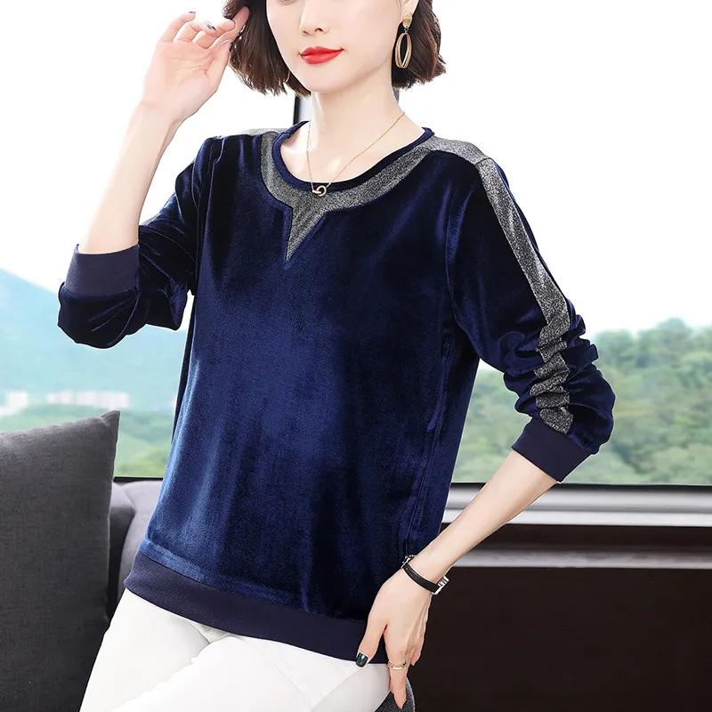 Sweatshirt for Women Autumn Winter Oversized Round Neck Cotton Long Sleeved Shirt Loose Casual Pullover Sweatshirt